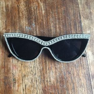 Black Jeweled Cat Eye Sunglasses